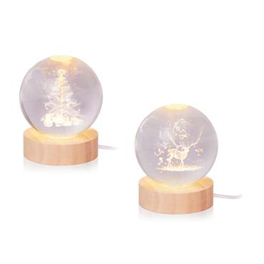 PREMIER DECORATIONS USB LIT 3D ETCHED GLASS BALL - REINDEER/TREE