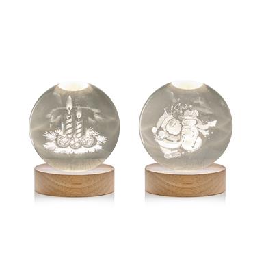 PREMIER DECORATIONS USB LIT 3D ETCHED GLASS BALL - CHRISTMAS CHARACTERS