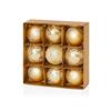 PREMIER DECORATIONS CHAMPAGNE GOLD DECORATED SHATTERPROOF BAUBLES X 9