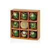 PREMIER DECORATIONS DARK GREEN DECORATED SHATTERPROOF BAUBLES X 9