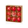 PREMIER DECORATIONS RED DECORATED SHATTERPROOF BAUBLES X 9