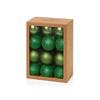 PREMIER DECORATIONS DARK GREEN MULTI FINISH SHATTERPROOF BAUBLES X 24