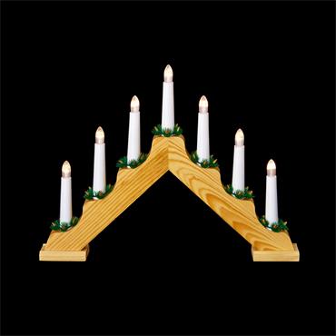 PREMIER DECORATIONS LIT WOODEN CANDLE BRIDGE W/7 LED AND TIMER