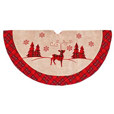 PREMIER DECORATIONS RED PLAID REINDEER TREE SKIRT