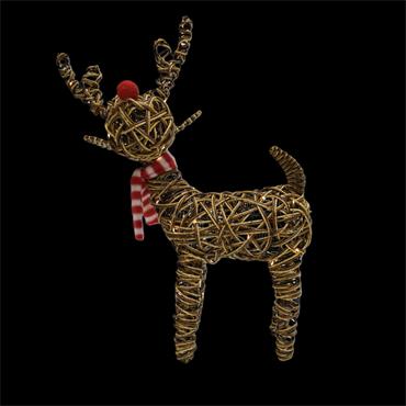NOMA 52CM BROWN WICKER RUDOLPH WITH 60 LEDS
