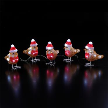 NOMA SET OF 5 ACRYLIC ROBINS WITH HAT AND SCARF