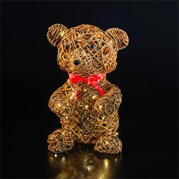 NOMA 44CM BROWN WICKER TEDDY WITH 80 LEDS