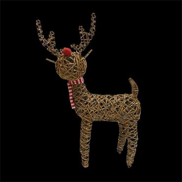 NOMA 97CM BROWN WICKER RUDOLPH WITH 120 LEDS