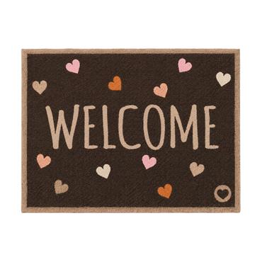 HUG RUG WELCOME HEARTS CHOCOLATE 65X85