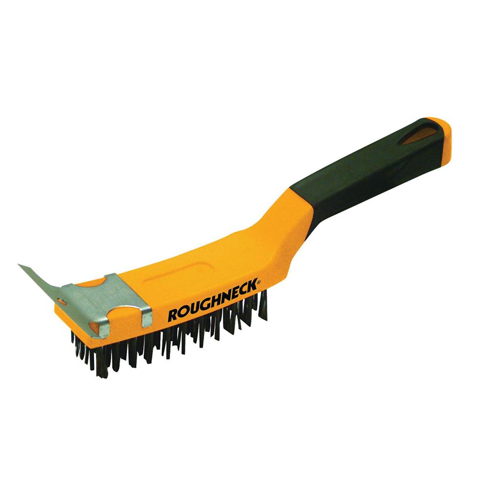 Roughneck Carbon Steel Wire Brush Soft Grip with Scraper 300mm