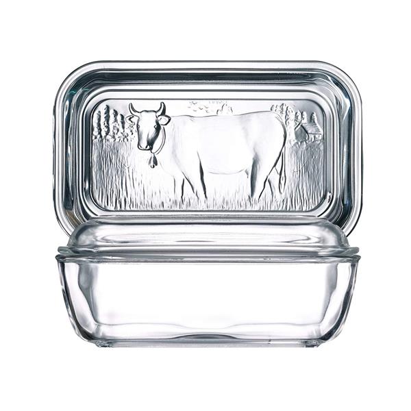 LUMINARC GLASS COW BUTTER DISH WITH LID GL1322 Heavins.ie