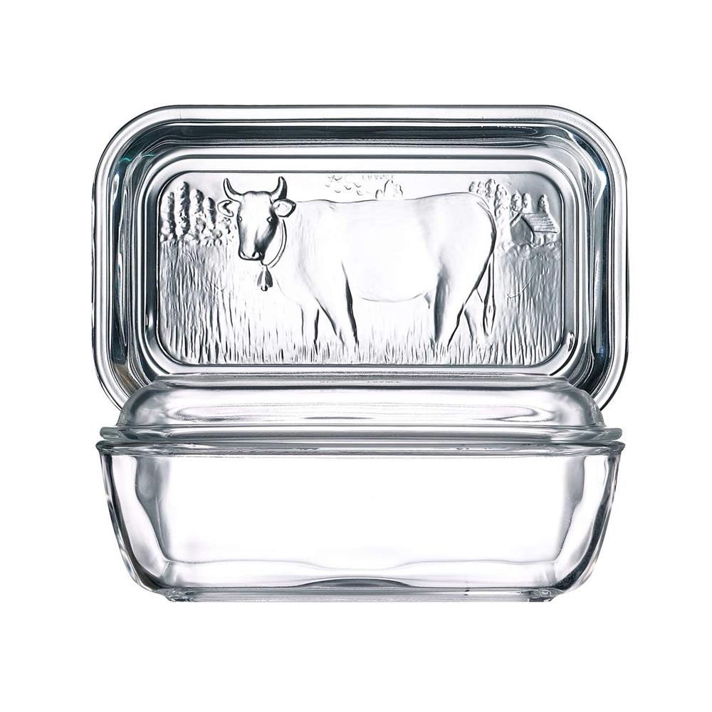 LUMINARC GLASS COW BUTTER DISH WITH LID GL1322 Heavins.ie