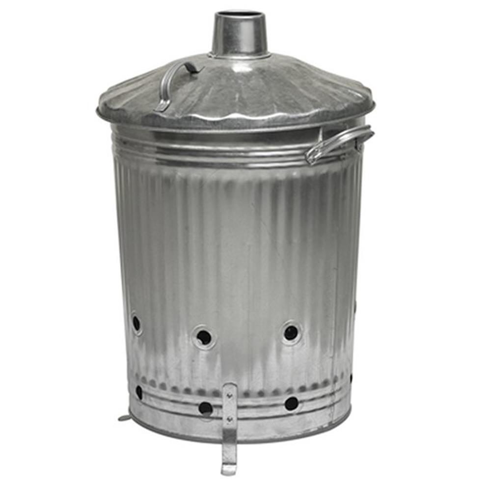Galvanised Incinerator Garden Bin With Chimney Lid Heavins.ie