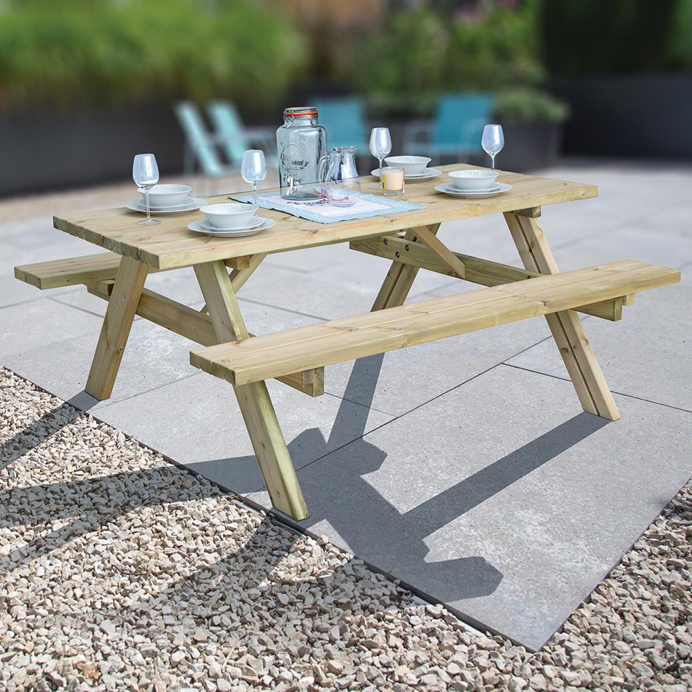 Pressure Treated Heavy Duty Wooden Picnic Bench Table Heavins.ie