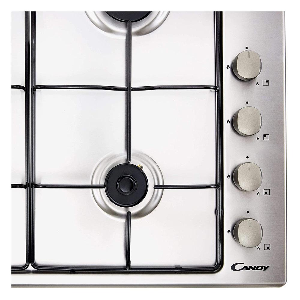 Candy 60cm 4 Ring Gas Hob Stainless Steel CHW6LX Heavins.ie
