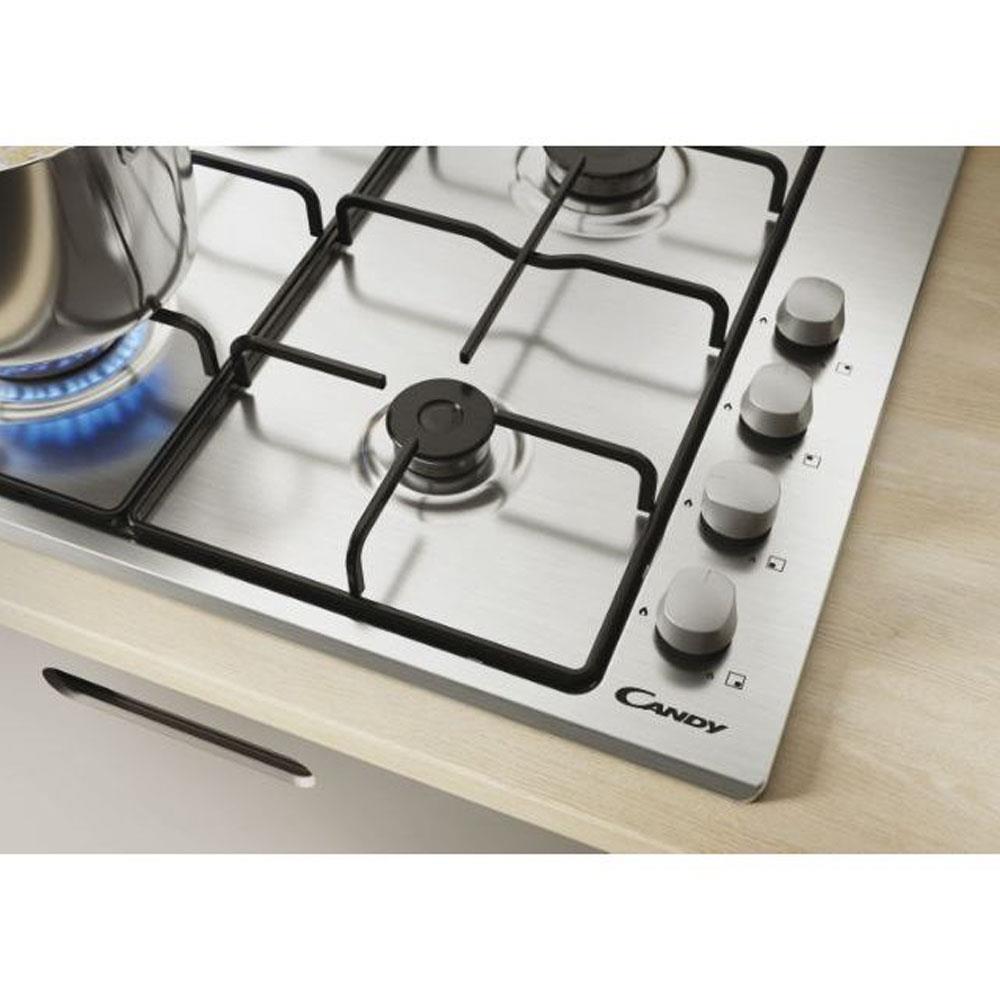 Candy 60cm 4 Ring Gas Hob Stainless Steel CHW6LX Heavins.ie