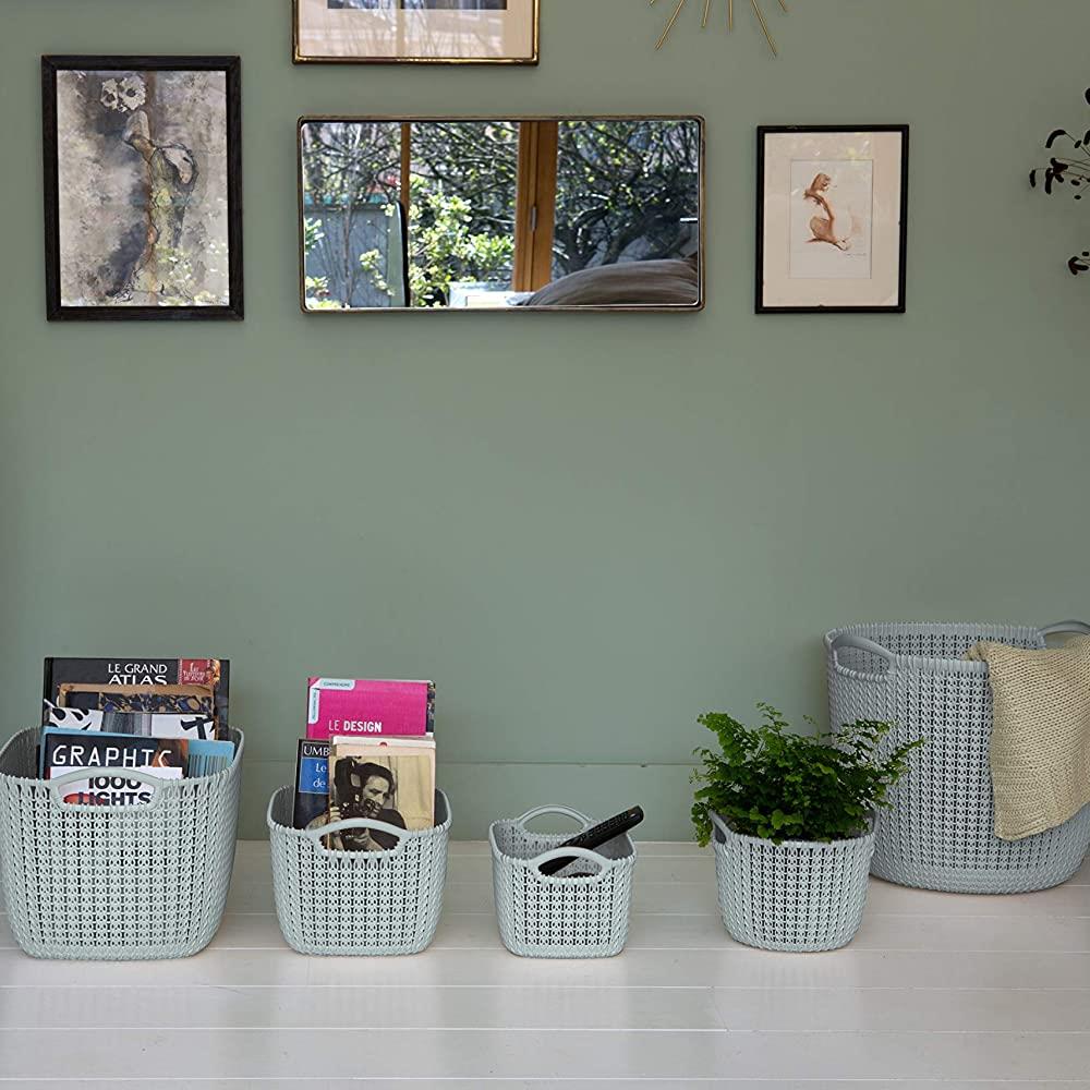 Curver Knit Rectangular Basket 3 Litre Duck Egg Blue