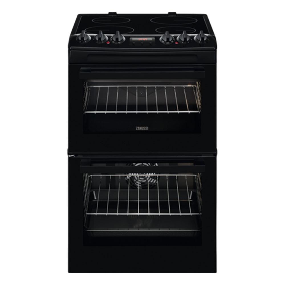 Zanussi 55cm Ceramic Top Electric Cooker Black ZCV46250BA Heavins.ie