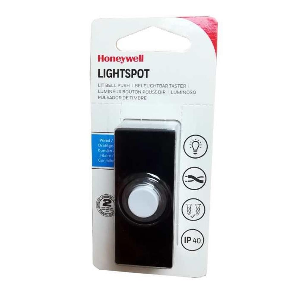 Honeywell Door Bell Push Button with Light Black 100336 Heavins.ie
