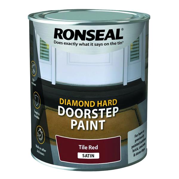 Ronseal Diamond Hard Doorstep Paint 750ml Tile Red 35404 Heavins.ie