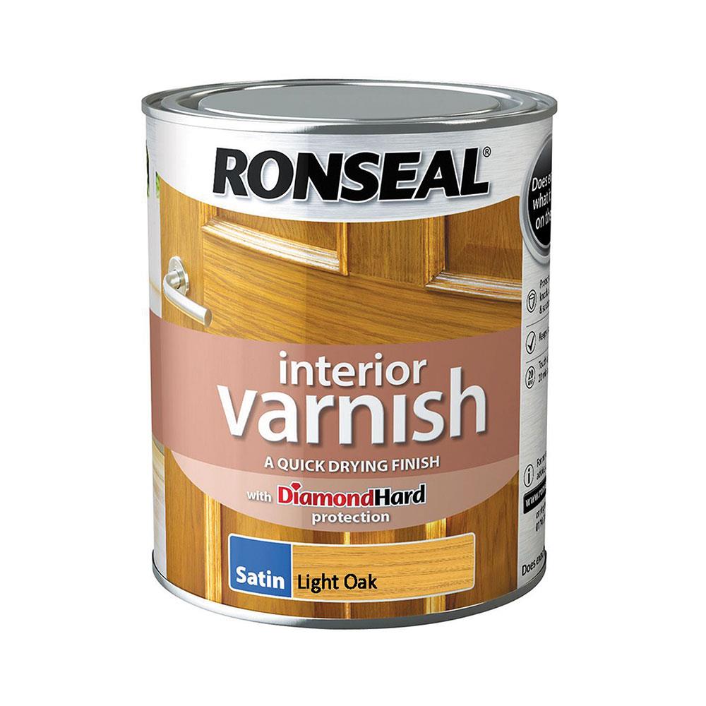 Ronseal 750ml Quick Drying Interior Satin Varnish Light Oak 36833 