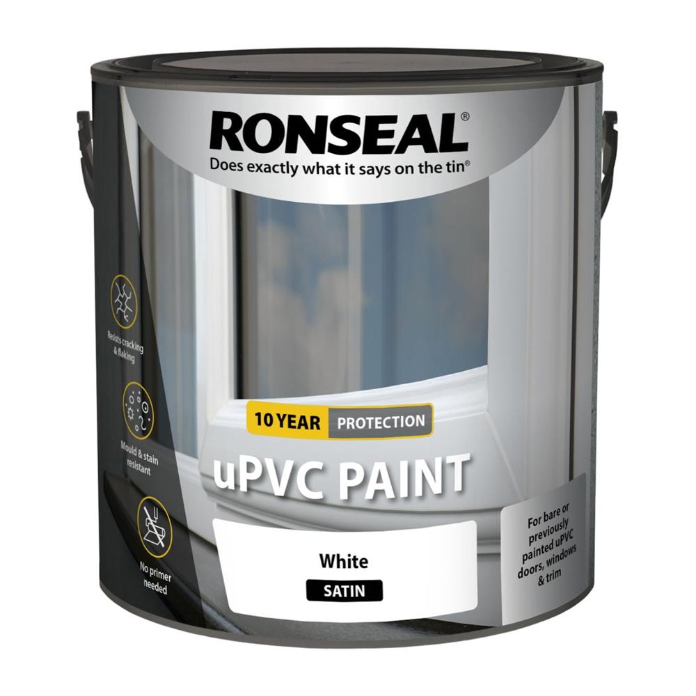 Ronseal UPVC Paint 2.5 Litre White Satin 39394 Heavins.ie