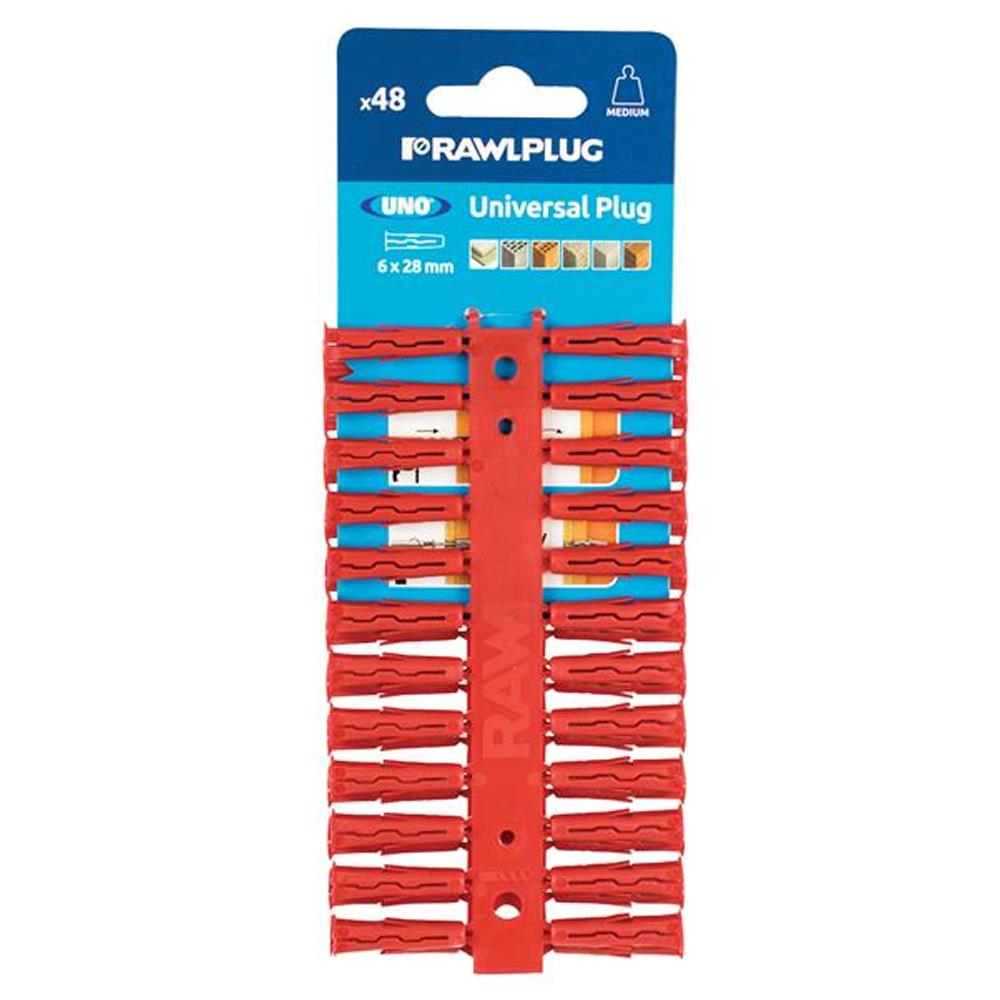 Rawlplug Red Plastic Wall Plugs 6mm Card of 48 APP8515 Heavins.ie