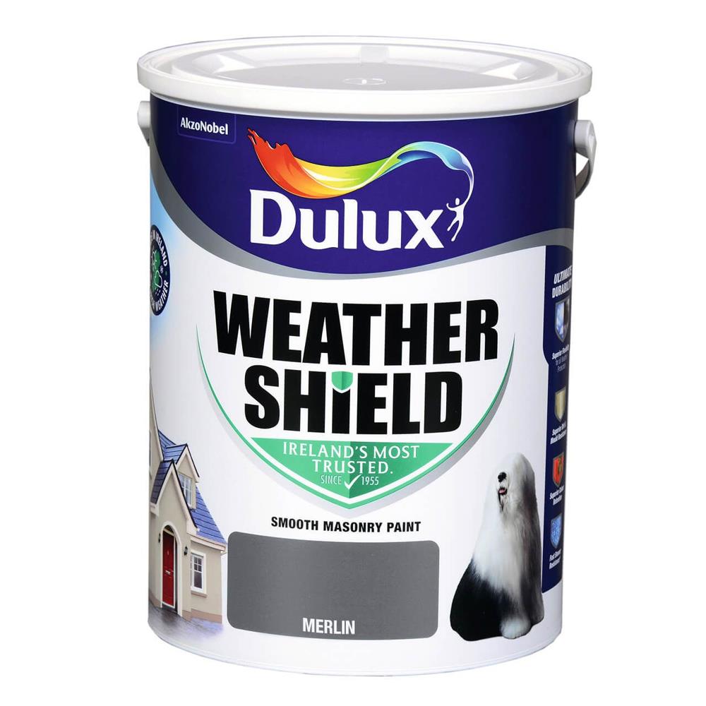 Dulux Weathershield Masonry Paint 5 Litre Merlin 5084638 Heavins.ie