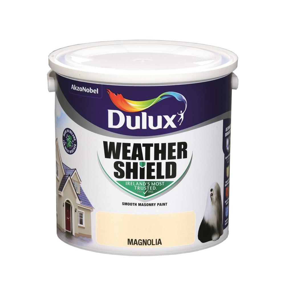 Dulux 2.5 Litre Weathershield Masonry Paint Magnolia 5084651 Heavins.ie