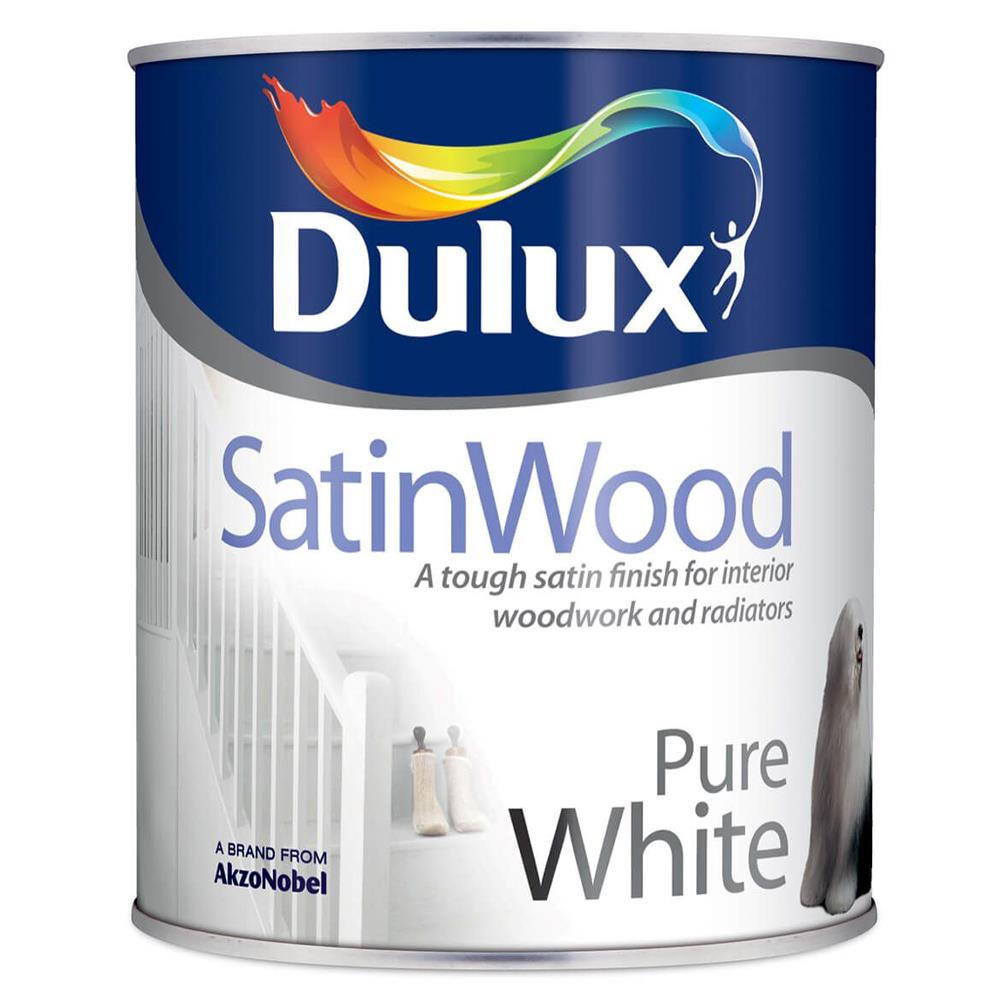 Dulux Satinwood 5 Litre Brilliant White 5084303 Heavins.ie