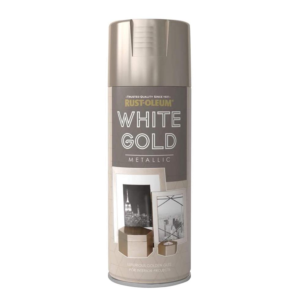 Rustoleum White Gold Metallic Spray Paint 400ml PTOU231 Heavins.ie