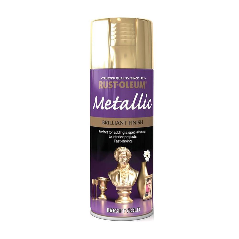 Rustoleum Metallic Spray Paint 400ml Bright Gold PTOU017 Heavins.ie