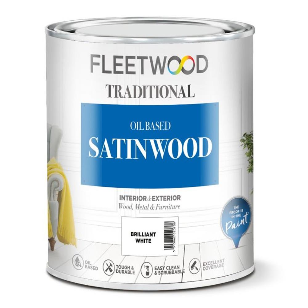Fleetwood Oil Based Satinwood 5 Litre Brilliant White STO50BW