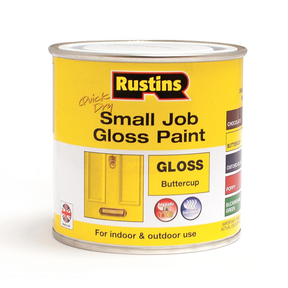 Rustins 250ml Quick Dry Small Job Gloss Paint Buttercup R690264