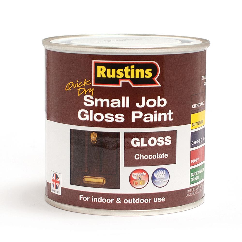 Rustins 250ml Quick Dry Small Job Gloss Paint Chocolate R690265