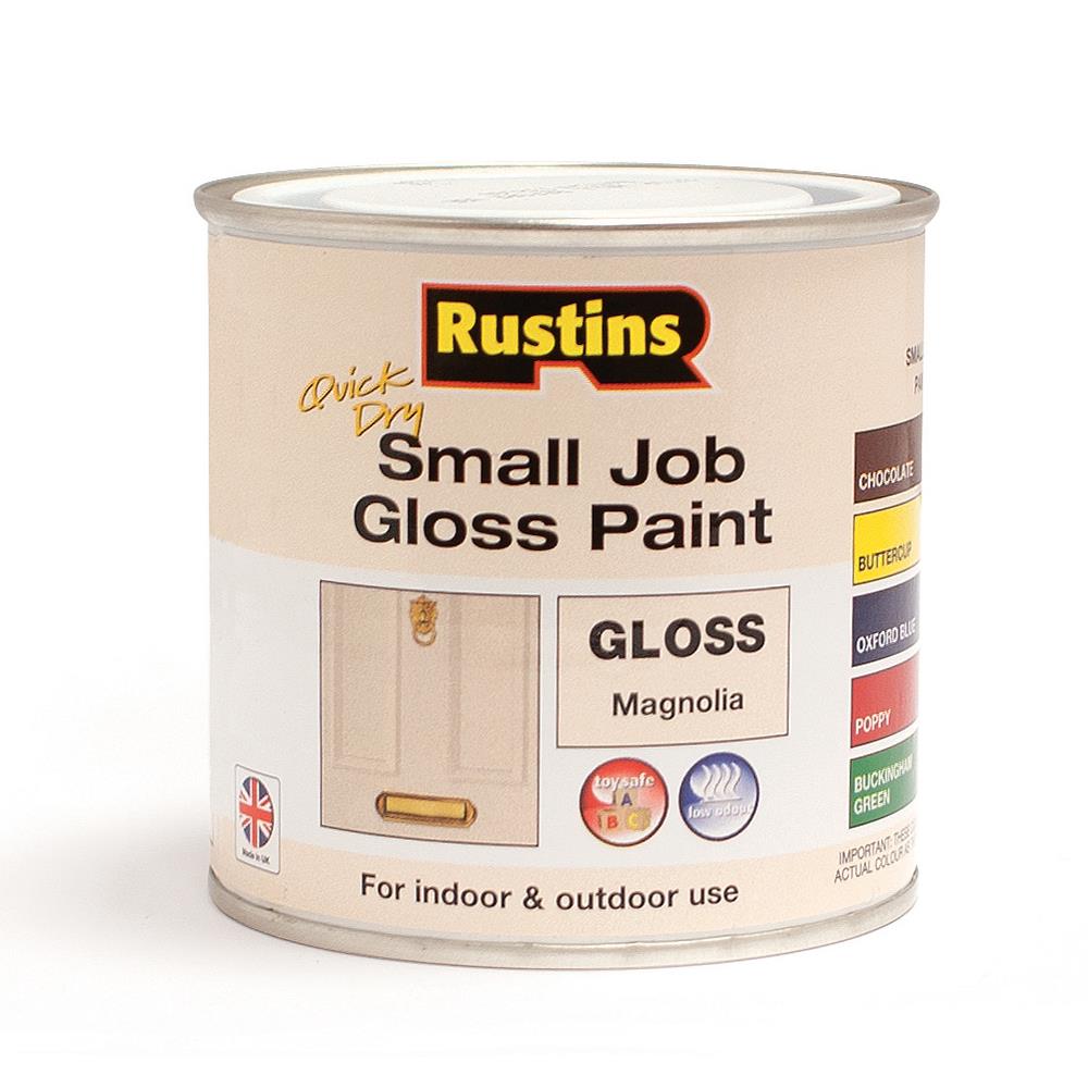 Rustins 250ml Quick Dry Small Job Gloss Paint Magnolia R690268