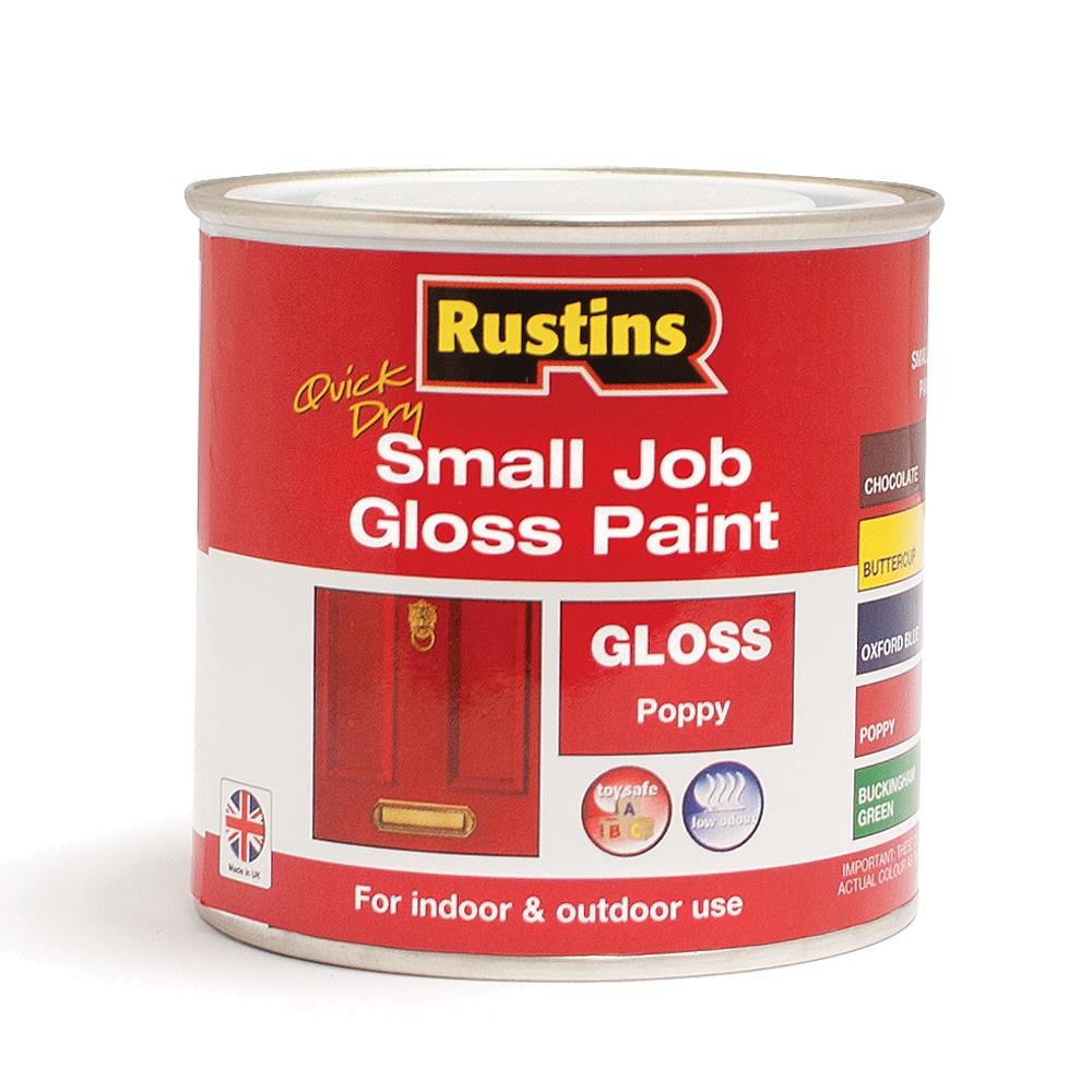 Rustins 250ml Quick Dry Small Job Gloss Paint Poppy R690272