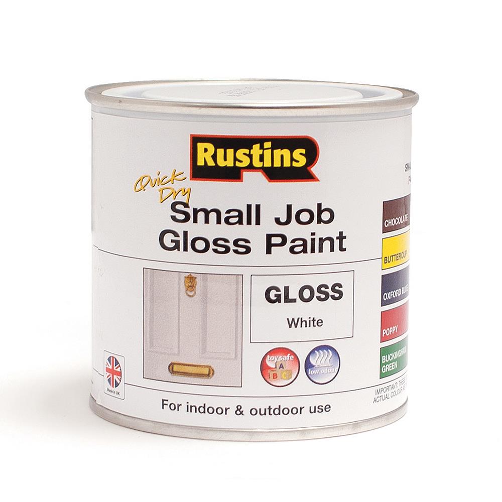 Rustins 250ml Quick Dry Small Job Gloss Paint White R690274 Heavins.ie