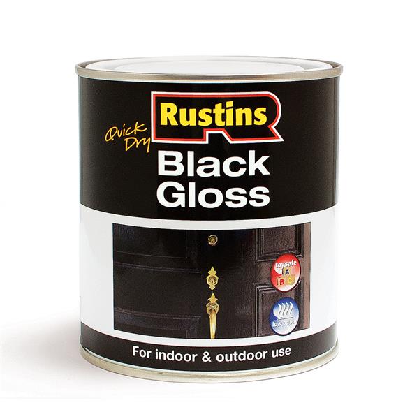 Rustins 500ml Gloss Wood & Metal Paint Black R900052 Heavins.ie