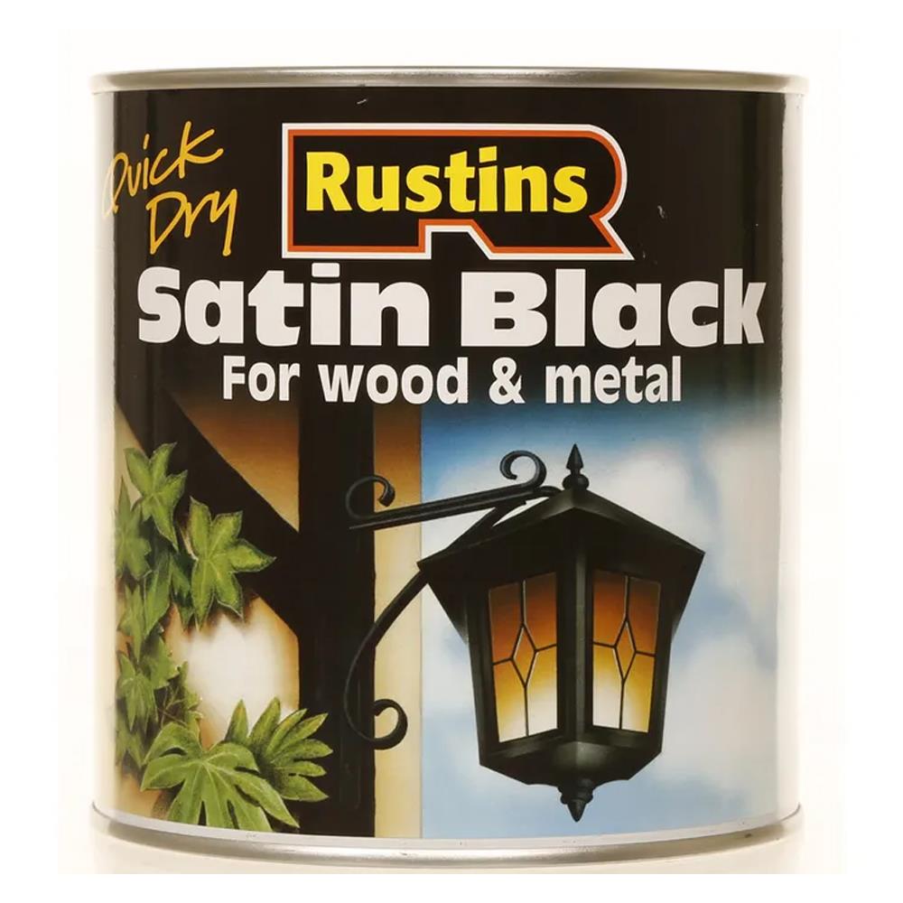 Rustins 2.5 Litre Satin Wood & Metal Paint Black R900004 Heavins.ie
