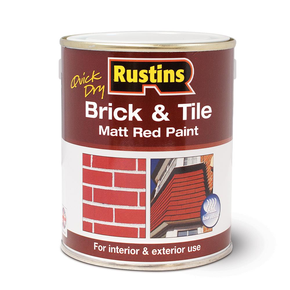 Rustins 1 Litre Quick Dry Brick & Tile Matt Red Paint R110019 Heavins.ie