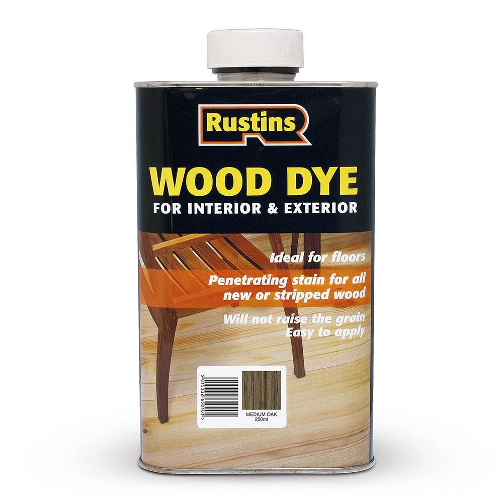 Rustins 250ml Wood Dye Medium Oak R650061 Heavins.ie
