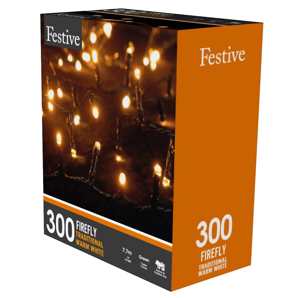 Festive 300 Traditional Warm White Firefly Lights P037224 Topline