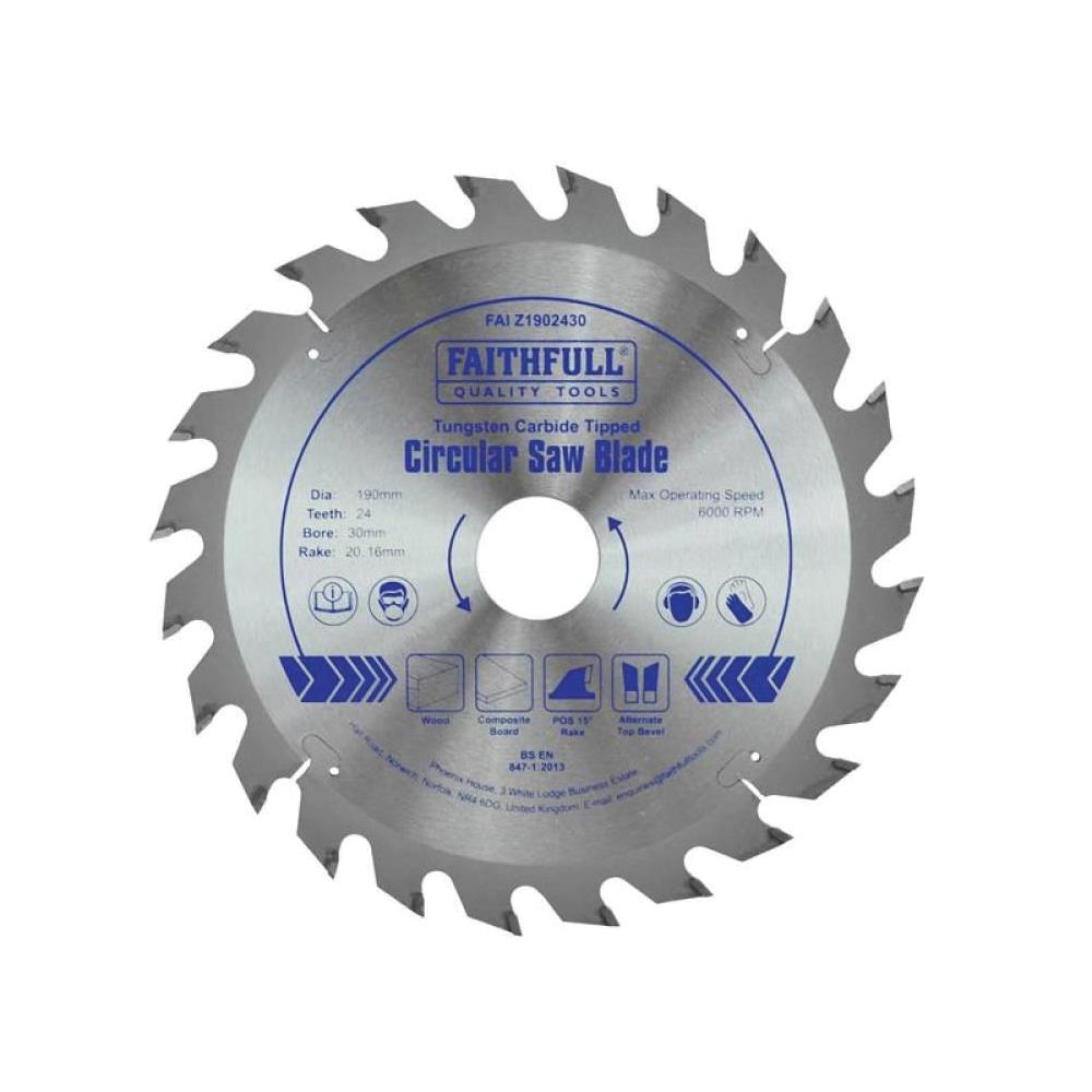 Faithfull TCT Circular Saw Blade 190 x 30mm x 24T POS FAIZ1902430