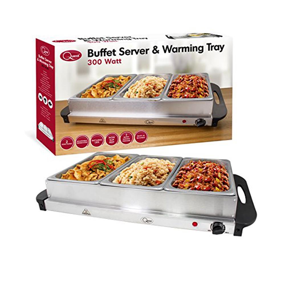 Quest Buffet 3 Section Server Food Warmer 300W 16510 Heavins.ie