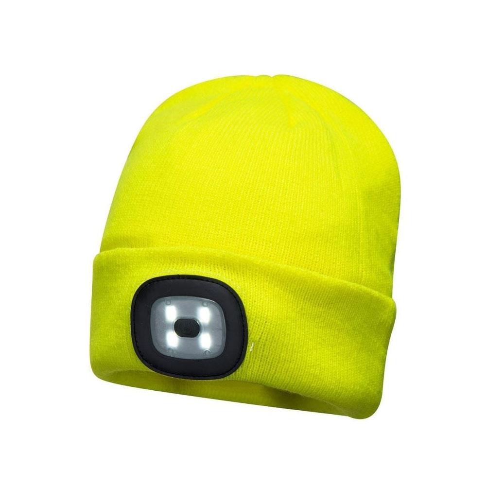 Portwest Led Rechargable Headlight Beanie Hat Yellow Heavins.ie