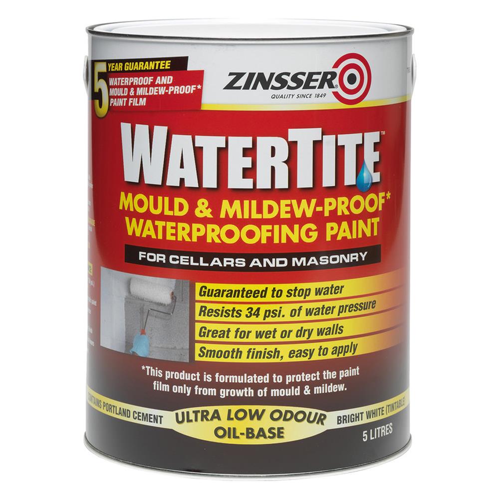 Zinsser Water Tite Mould Mildew Proof Waterproffing Paint 5 Litre