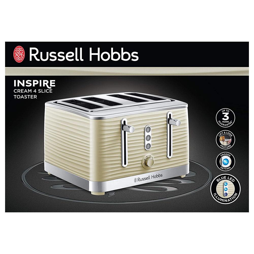 Russell Hobbs Inspire 4 Slice Toaster Cream 24384 Heavins.ie