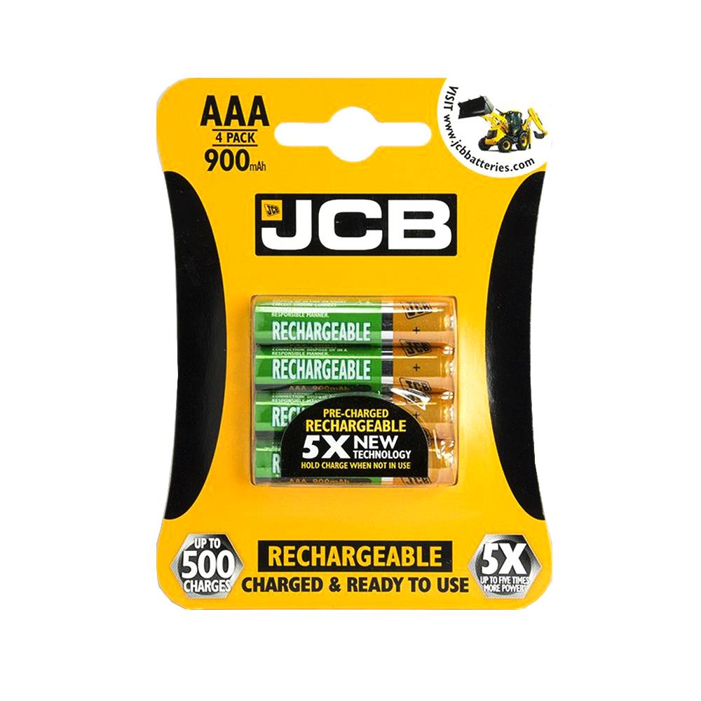 JCB AAA RECHARGABLE BATTERY 4 PACK 900MAH 173714 Heavins.ie