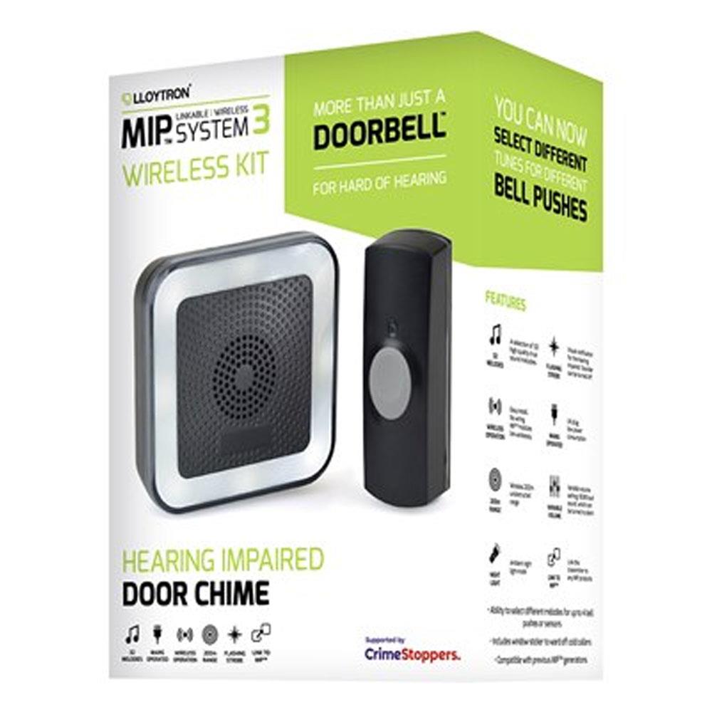 Lloytron 32 Melody Hearing Impaired Door Bell Chime Kit Black